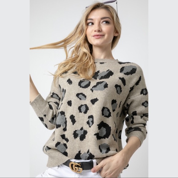 Animal Print Sweater - Oatmeal - Picture 3 of 3